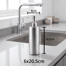 304不鏽鋼皂液器瓶，可補充式洗手液泵液體乳液容器，現代廚房浴室洗手台配件，檯面收納家居裝飾洗手液瓶，大容量 250ml 350ml 550ml - 銀色 - 查看 21