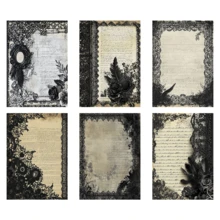 12pcs Vintage Distressed Black Lace Style Scrapbook Journaling Background Paper A5 Size Craft Paper Decoration 2D Flat - A - View 3