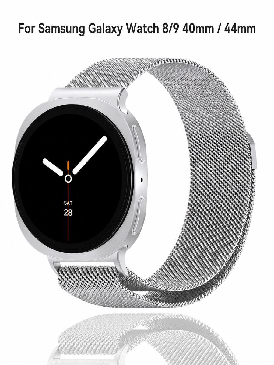 1件米蘭金屬磁吸錶帶，適用於 Galaxy Watch 8/9 Classic，40/44/46mm，兼容 Galaxy Watch 8 (40mm/44mm) / Galaxy Watch 8 Classic (46mm)，適合 Galaxy Watch 8/8 Classic 男士與女士 - 銀色 - 查看 1