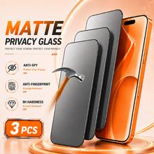 3 قطع واقي شاشة زجاجي مقسى مطفي للخصوصية لهواتف آيفون 17 برو ماكس/16 برو ماكس/16 بلس/15 برو/15 برو ماكس/14/13/12/11، زجاج 9H مضاد للتجسس، تغطية كاملة للشاشة للخصوصية، سطح ناعم مضاد للانعكاس، عرض HD واضح جداً، طبقة حماية مقاومة للبصمات، طلاء مقاوم للخدش، استجابة لمس سلسة، تصميم متوافق مع الأغطية النحيفة - الأسود - مشاهدة 24