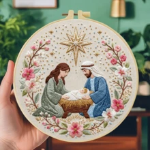 1PC 20*20cm/7.9*7.9in,Devout Prayer Embroidery Kit, DIY Handmade Embroidery Set For Adult Beginners, Home Gift, Women's Sewing Gift, Including User Manual, Printed Pattern Fabric, Embroidery Frame, Needle And Thread. - Devout Prayer - View 16