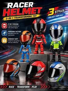 Motorcycle Action Figure With Transformable Helmet, Rider Model With Movable Joints, Simulated Racing Driver Doll, Alloy Transformable Helmet Figure, Collectible Doll For Home Bedroom Office Desktop Decoration, Ideal Creative Gift For Christmas, Halloween, Birthday And Holidays - Multicolor - View 6