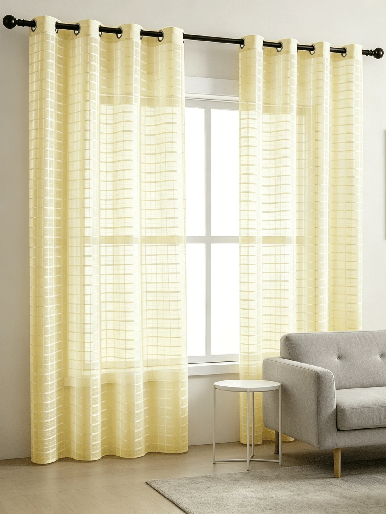 2pcs Classic Style Outdoor Transparent Curtains - Polyester Mosquito Net, Suitable For Patio, Gazebo, Pergola - Eyelet Design, Transparent, Breathable, No Lining - Multi-Piece Combination, Suitable For All Seasons - Yellow - View 1