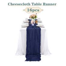 15pcs Navy Blue Pleated Table Runner, Cheesecloth Table Runner Folding Tablecloth, Festive Birthday Decor Wedding Decor, Holiday Home Decor, Dark Blue Solid Color Table Cover, Table Decoration For Wedding Reception, Birthday Party, New Year - Navy Blue - View 35