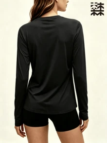 mulinsen Women's Long Sleeve Sports T-Shirt, Elastic Quick-Dry Smooth Skin-Friendly, Gym Workout Outdoor Running - Black - View 6
