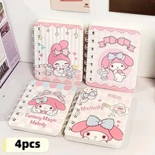 SANRIO Hello Kitty Pink Heart A7 Spiral Notebook, Random Pattern, (4pcs/Set) With Cute Cartoon Pattern And Bow Decoration, Thick Lined Paper Inside, Durable Hardcover Design, Suitable For Study, Office Or Journaling. Randomly Delivered In Different Colors And Styles, Fun Design, Spiral Binding. - A - View 15