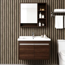 1 Roll Vintage Striped Wallpaper, Brown And Ginger Striped Lattice Texture, Removable, PVC Waterproof Oil-Proof Decoration Wallpaper, Peel And Stick, Appliances, Furniture, Home Decor, Room Background, Kitchen, Renovation, Wallpaper, Wall Sticker 15.74X196.85inch - Stripe - View 8