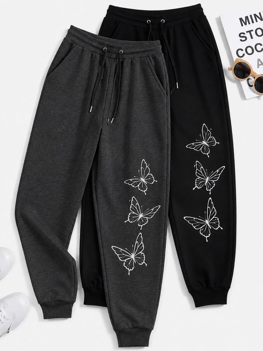Women Sweatpants - Black, Dark Grey - View 1