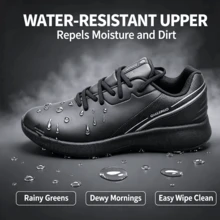 Low-Top Lace-Up Men's Golf Shoes, Anti-Slip Wear-Resistant, Waterproof Upper, Spikeless Design, Suitable For Multiple Occasions - Black - View 2
