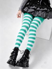 1/4 Pair Women's Striped Tights Set, Elastic Patterned Pantyhose, Suitable For Halloween, Christmas Party And Cosplay Costume - Multicolor - View 9