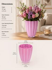Decorative Glass Large Vase 17cm, Pink Purple Lilac Lavender, Modern Flower Succulent Pot For Windowsill Desk Shelf Table Home Decor - Vase Bloom - View 6