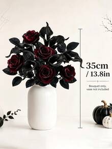 1/12pcs Realistic Black Calla Lily & Rose Artificial Flowers, Elegant Style, Suitable For Wedding, Home Decor, Room Arrangement, Bedroom Decoration, Outdoor Garden Decor, Wreath Making, Wedding Floral Arrangement, Tabletop Decor, Autumn Decoration, Halloween Decor - Multicolor - View 7