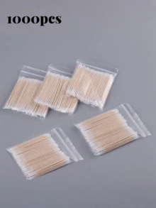 100 piezas/paquete de palitos removedores de esmalte de uñas de doble punta, herramientas de arreglo de cejas y maquillaje de punta pequeña y dual, juego de 1/2/3/5 piezas, toalla facial, bastoncillos de algodón, toallitas desmaquillantes - Multicolor - Ver 13