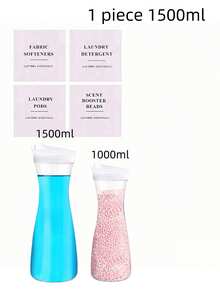 2/1pc Square Laundry Detergent Dispenser Bottle, 1500ml Capacity, Transparent Plastic Black And White, Laundry Detergent Dispenser, Transparent Storage Container, Soap Dispenser, Space-Saving Design, Includes 4 Removable Labels, Suitable For Laundry Room, Bathroom Storage, Autumn Home Decor, Bathroom Decoration - Transparent - View 19