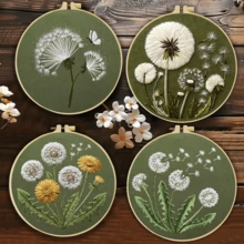 1PC 20*20cm/7.9*7.9in,The Beautiful Dandelion Embroidery Kit, DIY Handmade Embroidery Set For Adult Beginners, Home Gift, Women's Sewing Gift, Including User Manual, Printed Pattern Fabric, Embroidery Frame, Needle And Thread. - The Beautiful Dandelion - View 1