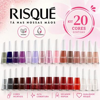 Kit Risqué 20 Esmaltes Sortidos Manicure Hipoalergênico