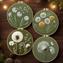 1PC 20*20cm/7.9*7.9in,The Beautiful Dandelion Embroidery Kit, DIY Handmade Embroidery Set For Adult Beginners, Home Gift, Women's Sewing Gift, Including User Manual, Printed Pattern Fabric, Embroidery Frame, Needle And Thread. - The Beautiful Dandelion - View 2