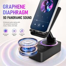 5-In-1 Phone Stand With Wireless Bluetooth Speaker, 360° Adjustable Mobile Device Holder For Smartphones & Tablets, Portable HD Surround Sound Speaker With LED Lights & Emergency Power Bank, Tech Gadget Gift - one-size - View 5