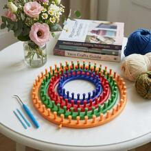 Complete Knitting Loom Kit For Beginners, Adults And Kids - 8 Size Colorful Plastic Round And Rectangular Looms Set With Tools - Easy To Knit Scarves And Hats,4 Round Knitting And 4 Long Knitting Are Optional - Round - View 12