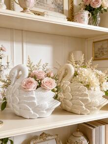 Elegant Swan Resin Succulent Planter - Exquisite White Swan Design With Delicate Feather Texture, Perfect For Succulents, Cacti And Small Plants On Windowsills, Desktops And Patios. Adds An Elegant And Charming Atmosphere, A Charming Decorative Storage Item For Beauty Lovers. - Multicolor - View 6
