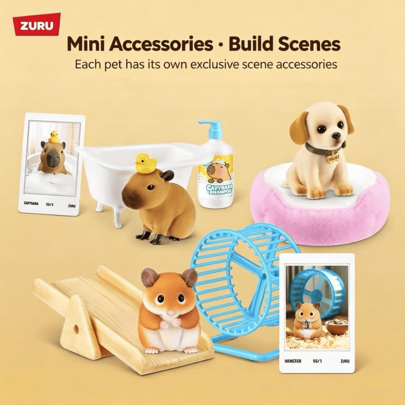 ZURU Pets Mini Pet Mystery Box – Sweetheart Series Cute Animal Figures, Hamster Cat Mini Collectibles, Desktop Display Ornament
