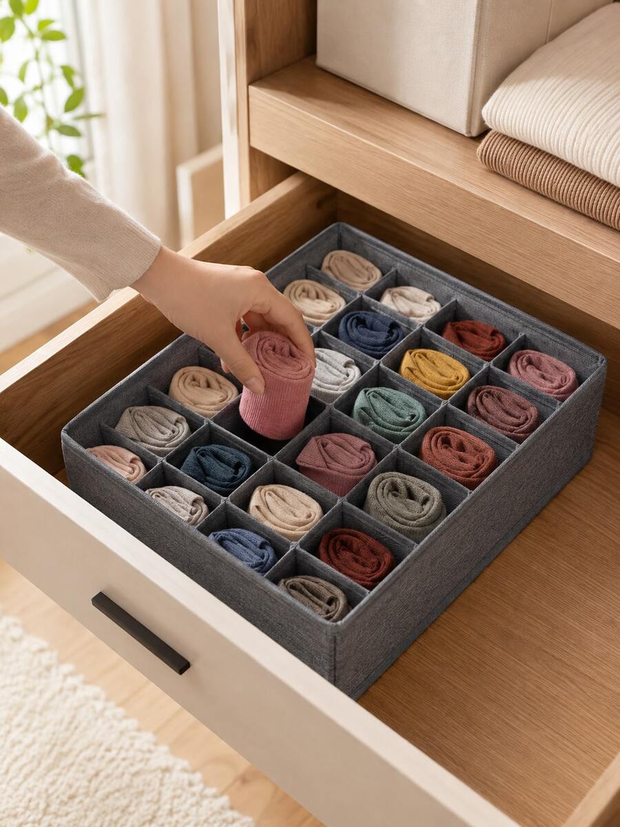Foldable Drawer Storage Box, Closet Organizer For Clothes, Socks, Underwear, Ties - Multicolor - View 1