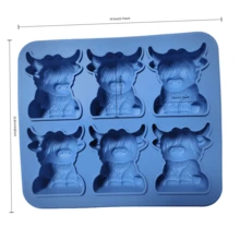 2pcs Highland Cow 6-Cavity Tray, Highland Cow Chocolate Silicone Mold, Easter Cake Mold, Parent-Child DIY Highland Cow Pudding Silicone Mold - View 8