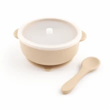 Vajilla de silicona para bebé, cuenco de alimentación para bebés con tapa y cuchara suave de silicona - Multicolor - Ver 11