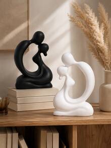 Modern Abstract Couple Sculpture Home Decor, Minimalist Figure Statue, Elegant Desktop Ornament, Suitable For Living Room, Bedroom, Bookshelf Decoration - A - View 3