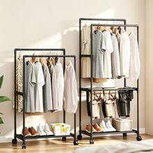 1pc Multifunctional Double-Row Clothes Storage Rack, Shoe Rack, Storage Shelf, Movable And Easy To Assemble, Suitable For Living Room, Entryway, Bedroom, Study, Office, Holiday Gift, Christmas Gift - Multicolor - View 7