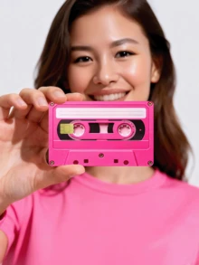 1pc Pink Cassette Tape Official Credit Card Sticker Privacy Protection Card Skin, Simulated Cassette Birthday Gift PVC Material Anti-Fingerprint Anti-Scratch Wear-Resistant Card Sleeve, Card Protector, Suitable For Men, Women, Couples, Small Chip Card, Bank Card Decoration Sticker, Credit Card, Transportation Card, Student Campus Card Personalized DIY - Type a - View 1