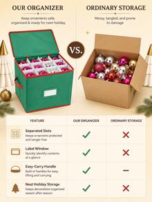 Holiday Decoration Storage Box With Adjustable Dividers, Double Zipper Handheld Storage Bag, Suitable For Holiday Decorations - Multicolor - View 9