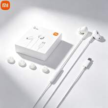 Xiaomi USB-C Wired Stereo In-Ear Earphones, 12.4mm Audio Drivers, In-Line HD Mic, 3-Button In-Line Control, IP54 Dustproof & Waterproof, Ergonomic Comfort Fit, S/M/L Silicone Eartips Included, Compatible With IPhone15 & Android USB-C Phones, White - View 2