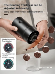 LEVIATECH Hadiah Hari Valentine: Penggiling Kopi Portabel Isi Ulang USB - Inti Penggiling Keramik Profesional, Kehalusan Dapat Diatur, Cocok untuk Rumah, Kantor, Perjalanan, Sekolah, dan Acara Lainnya - HB985 - View 8