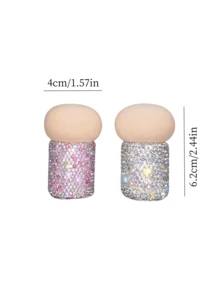 1pc Highly Attractive Shiny Artificial Rhinestone Foundation Blending Concealer Powder Puff With Handle, Portable Travel Makeup Sponge For Liquid And Powder, Dry And Wet Use, Exquisite Makeup Gift - Multicolor - View 4