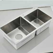 LY Fregadero de cocina Un fregadero de cocina contemporáneo con grifo mezclador de tres funciones y dispensador de jabón para satisfacer las diversas necesidades diarias. Este fregadero de cocina moderno y esencial combina a la perfección la funcionalidad práctica con un diseño elegante. (80 cm * 45 cm * 21 cm) - Níquel cepillado - Ver 6