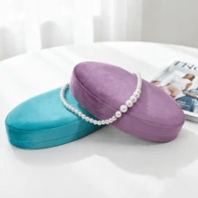 Exquisite Oval Velvet Jewelry Storage Box, Suitable For Pearl Necklaces And Earrings, Ideal Mother's Day Birthday Gift, Suitable For Retail Counter Display And Organization - Same Style In Multiple Colors - View 2