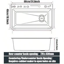 LY Fregadero de cocina Fregadero de cocina contemporáneo con caño en cascada Incluye grifo mezclador de triple función, grifo de agua filtrada, pantalla LED, dispensador de jabón, lavavajillas y controles tipo piano. Satisface todas las necesidades del hogar. (80 cm x 45 cm x 21 cm) - Gris arma - Ver 10