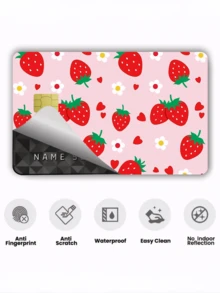 1pc Strawberry Heart Official Credit Card Privacy Protection Sticker, Yellow Flower Birthday Gift PVC Material Anti-Fingerprint Anti-Scratch Wear-Resistant Card Skin, Card Protector, Suitable For Men, Women, Couples, Small Chip Card, Bank Card Decoration Sticker, Credit Card, Transportation Card, Student Campus Card Personalized DIY - Type a - View 4