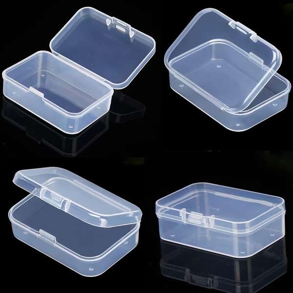 10pcs Clear Plastic Storage Boxes, Jewelry Organizer, Can Store Hair Clips, Nail Art Supplies, Home Storage Organizer, Used For Storing Crafts, Jewelry And Hardware Accessories, With Transparent Hinge Lid, Suitable For Bedroom, Bathroom, Home, Desk, Office, Also A Back To School Gift.