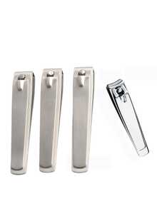 3pcs Silver Stainless Steel Nail Clippers, Flat Edge Nail Clippers Suitable For Men And Women Nail Care Tools - Silver - View 7