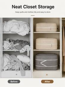 Clothing Storage Bag Set, Large Capacity Compression Storage Boxes, Suitable For Down Jackets, Clothes, Bedding And Bed Linens, Foldable Luggage Packing Cubes, With Zipper Handles, Travel Essentials, Closet Storage, Home Storage, Vacation Packing Set - Multicolor - View 4