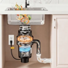 Food Waste Garbage Disposal, 1HP 3700RPM DC Motor, Continuous Feed Kitchen Sink Garbage Disposer, 3-Bolt Mount Food Waste Grinding System With Splash Guard & Power Cord For Kitchens - 1HP - View 9