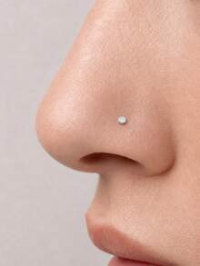 1Pc 0.03-0.3ct 925 Sterling Silver Moissanite Nose Stud Hypoallergenic Cartilage Body Piercing Jewelry For Women Men Daily Wedding Bridal Wear & Gifts - Silver - View 7