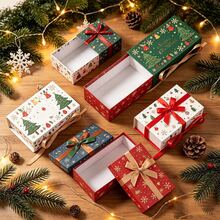 16pcs Multi-Style Cute Christmas Gift Boxes With Ribbon, Empty Paper Gift Packaging Boxes With Christmas Tree And Bell Patterns, Foldable, Suitable For Candy, Cookies, Chocolate Holiday Gift Packaging, Perfect Christmas Gift For Friends And Family - Multicolor - View 5