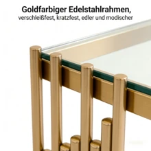 Modern Square Coffee Table Gold Clear - Side Table With Glass And Stainless Steel Frame - 金色 + 透明 - 查看 3