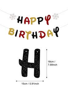 1Set Winter Happy Birthday Paper Banner, Multi‑Color Glitter Letter Garland With Snowflake Accent, Birthday Hanging Pennant For Birthday Party, Indoor Wall, Mantel, Backdrop & Photo Booth Party Decor - View 4