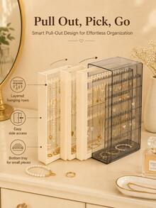 Acrylic Jewelry Storage Display Box, Dust-Proof Necklace Hanging Storage Rack, Earring Bracelet Ring Jewelry Display Box, Vanity Tabletop Jewelry Storage Box - Multicolor - View 4