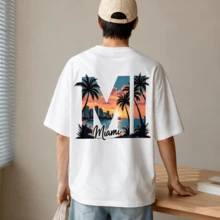 camiseta miami,camisetas para hombre,ropa de verano,streetwear,tops de algodón,camiseta blanca holgada,camiseta personalizada,camiseta negra,regalo para hombre,swag,top negro - Blanco 5 - Ver 1