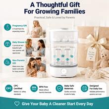 Baby Bottle Sterilizer, 8-Min Fast Sterilization With 360° Steam, Double-Layer Design, One-Button Operation, For Home & Travel & Baby Shower Gift - White - View 11